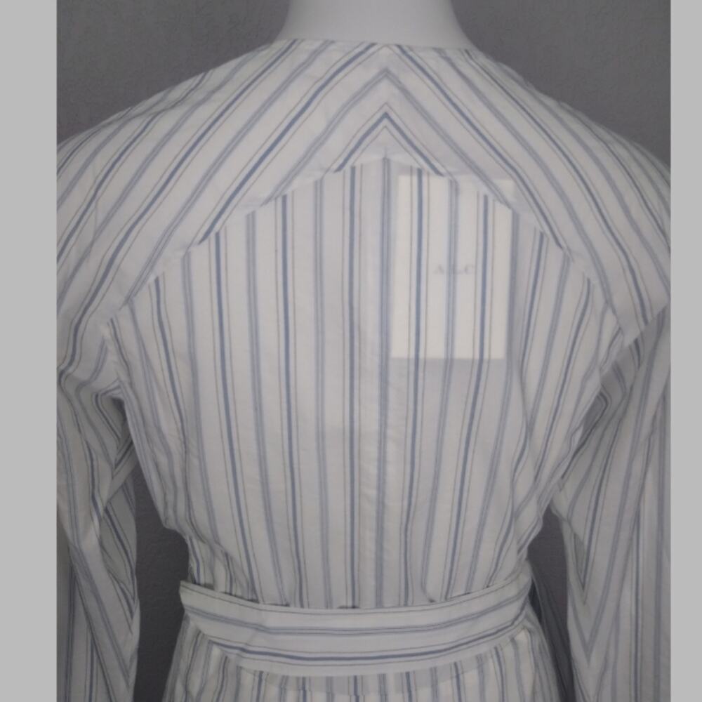 A.L.C. Enzo Striped Puff Sleeve Wrap Dress Size 6 Flaw - Picture 5 of 16